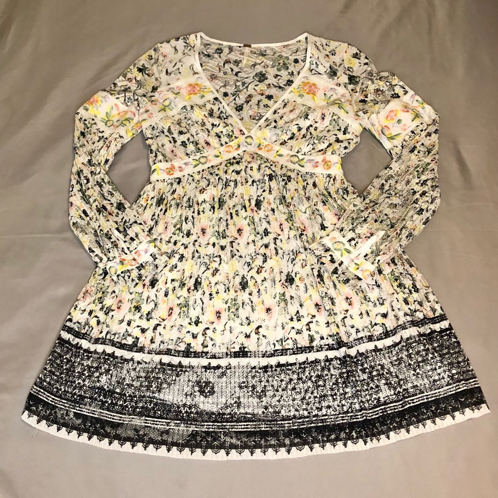 Free People Embroidered Cherry Blossom Mini Dress Size 10